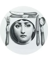 Fornasetti Teller mit Gesicht-Motiv Weiß