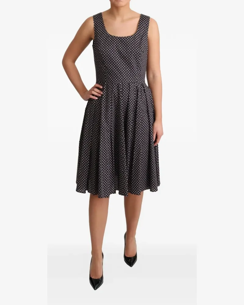 Dolce & Gabbana Aline Faltenkleid mit Blumenprint - Schwarz Schwarz