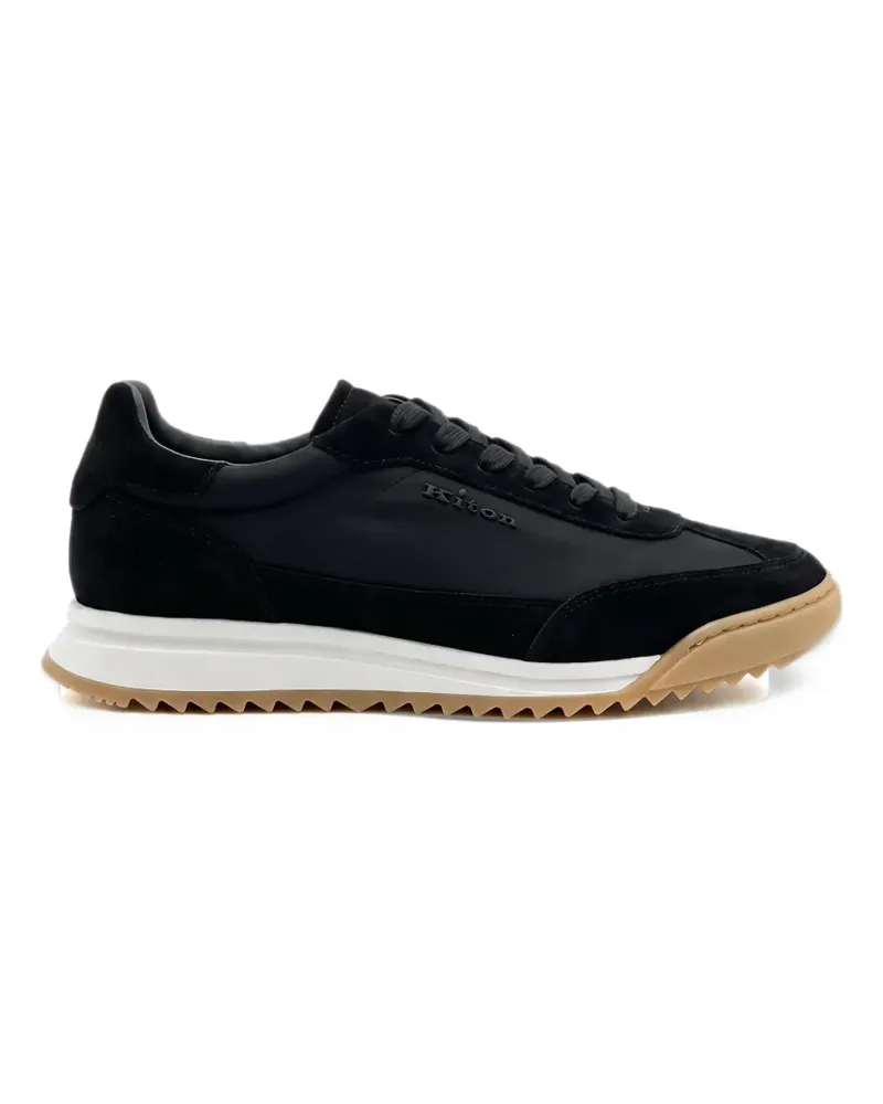 Kiton round-toe leather low-top sneakers - Schwarz Schwarz