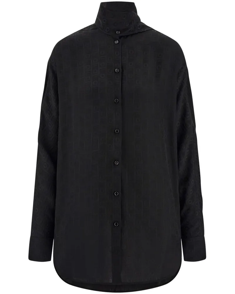 Ferragamo Seidenbluse mit Schärpenkragen - Schwarz Schwarz