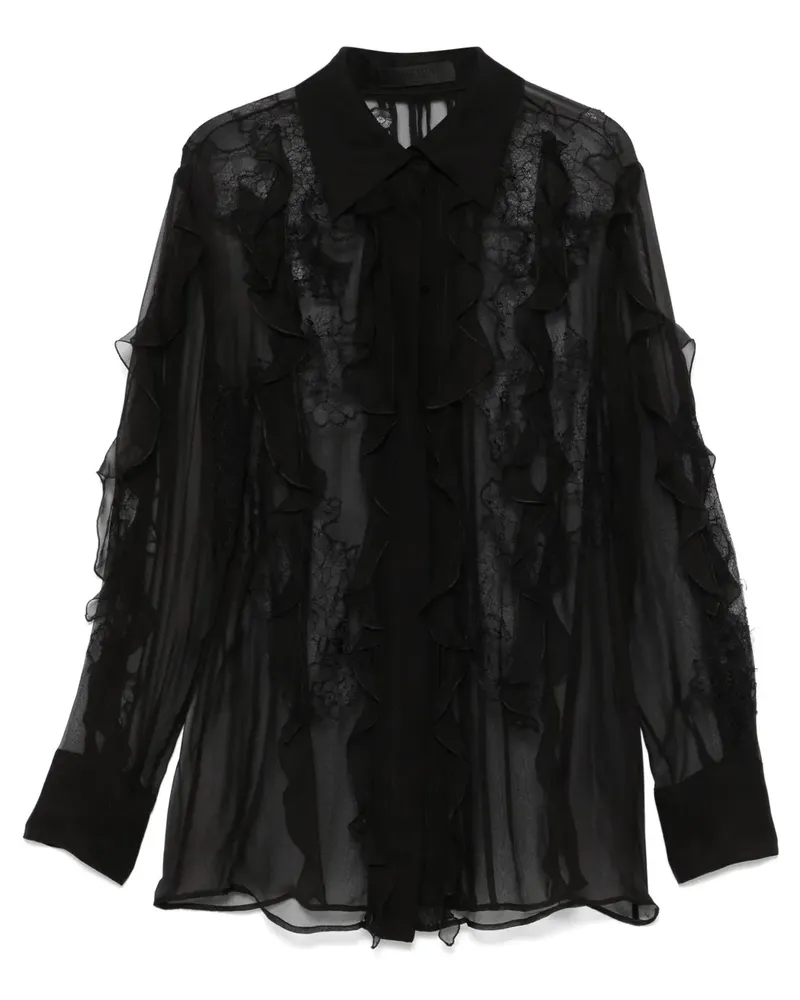 Valentino Garavani Bluse mit Blumenstickerei - Schwarz Schwarz
