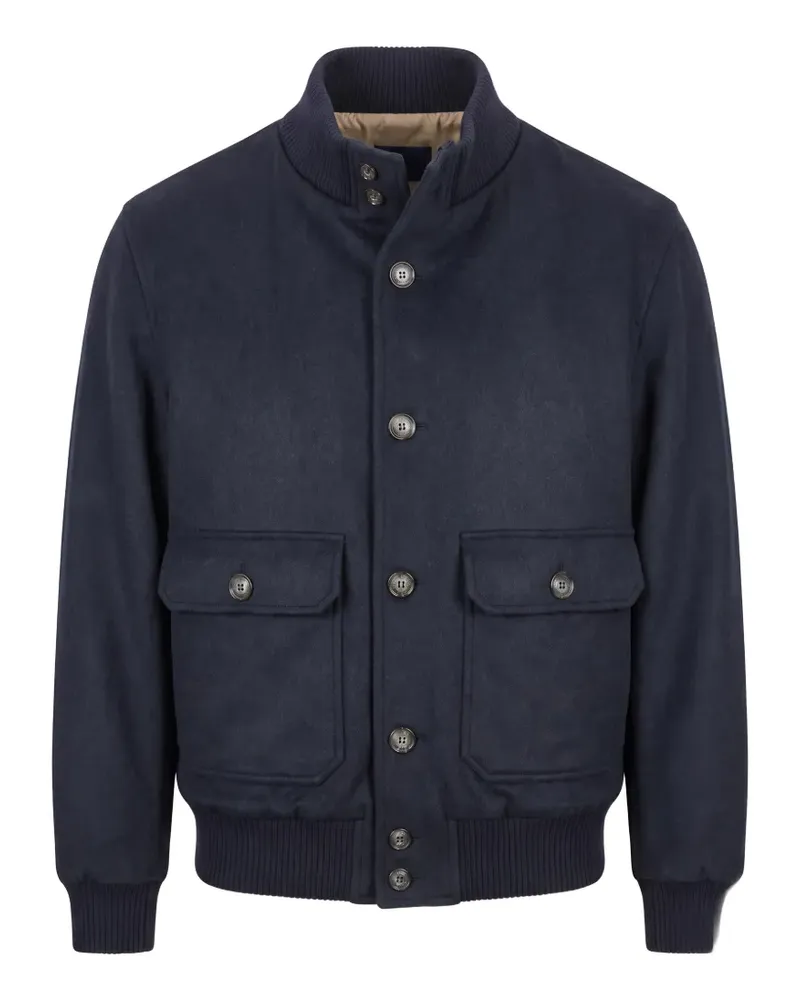 BARBA cashmere button-up jacket - Blau Blau