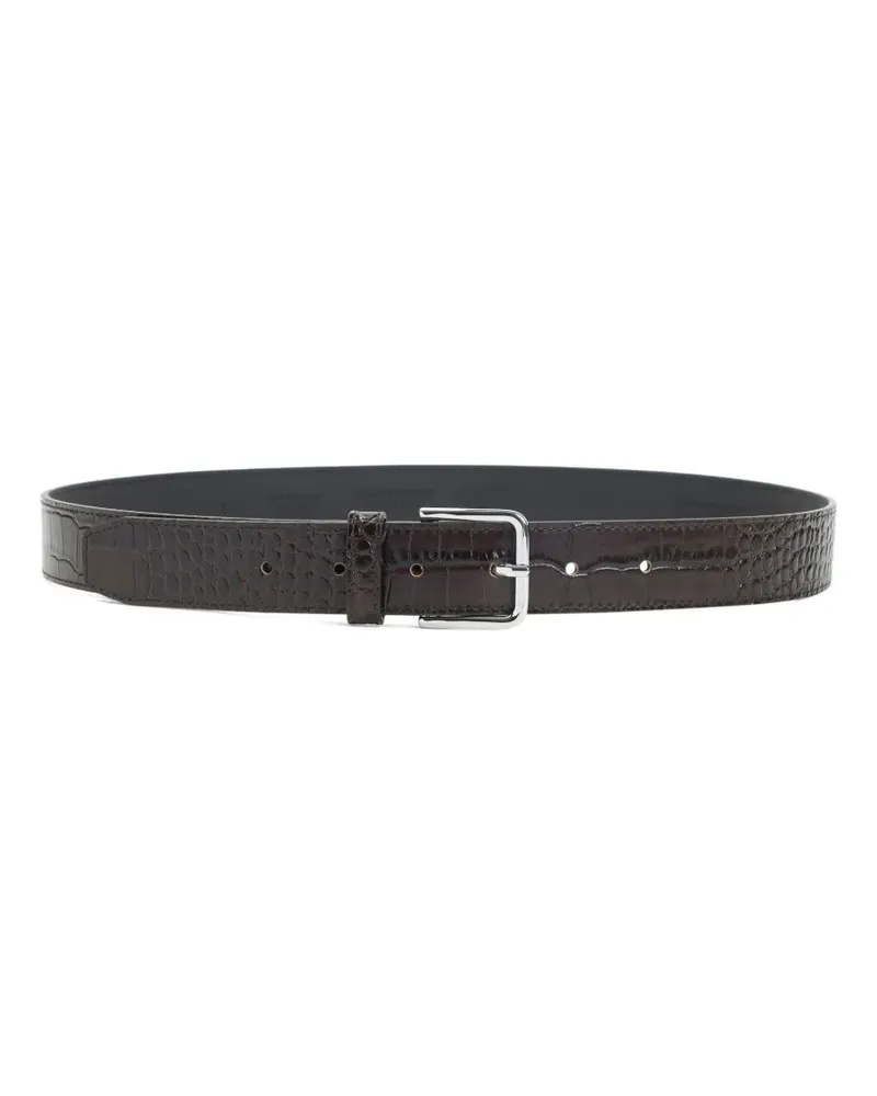 FRANKIE Shop crocodile-embossed leather belt - Braun Braun