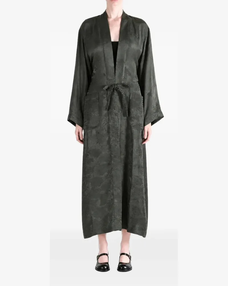Uma Wang jacquard tie-fastening coat - Grün Grün