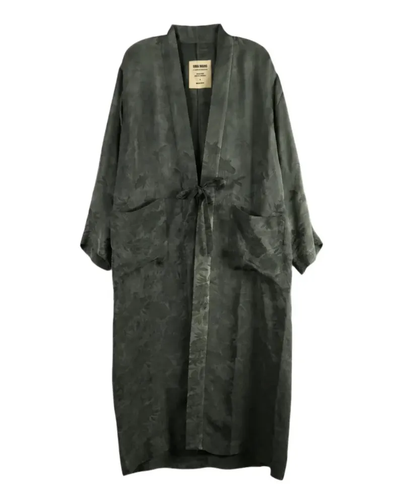 Uma Wang jacquard tie-fastening coat - Grün Grün