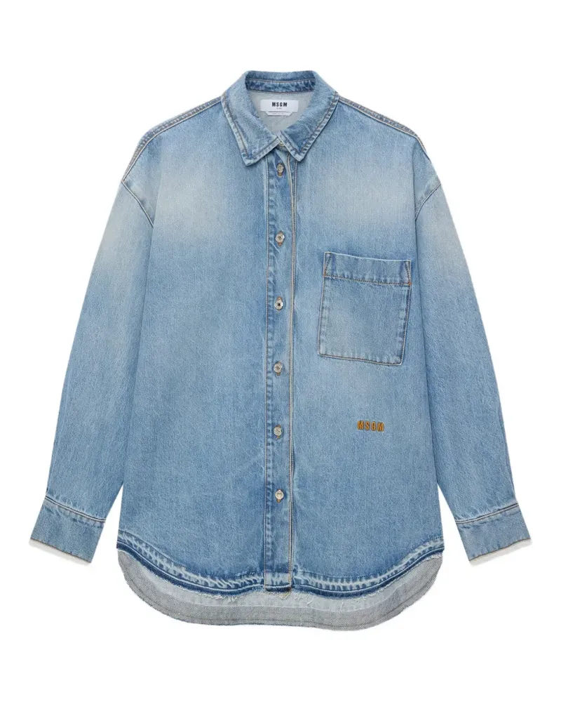MSGM logo-embroidered denim shirt - Blau Blau