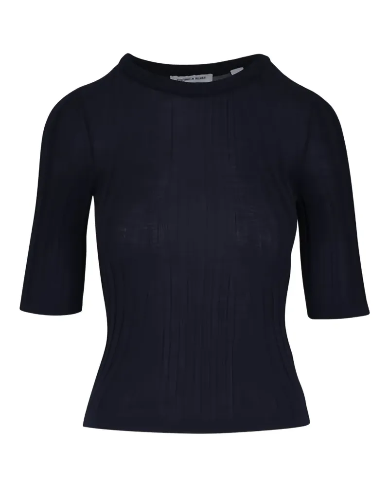 Veronica Beard ribbed short-sleeve top - Blau Blau