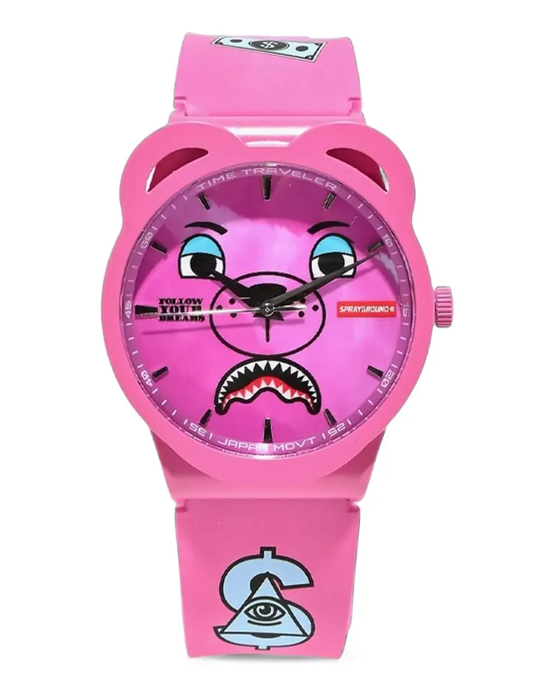 Sprayground 40mm bear-shaped graphic-print watch - Rosa Rosa