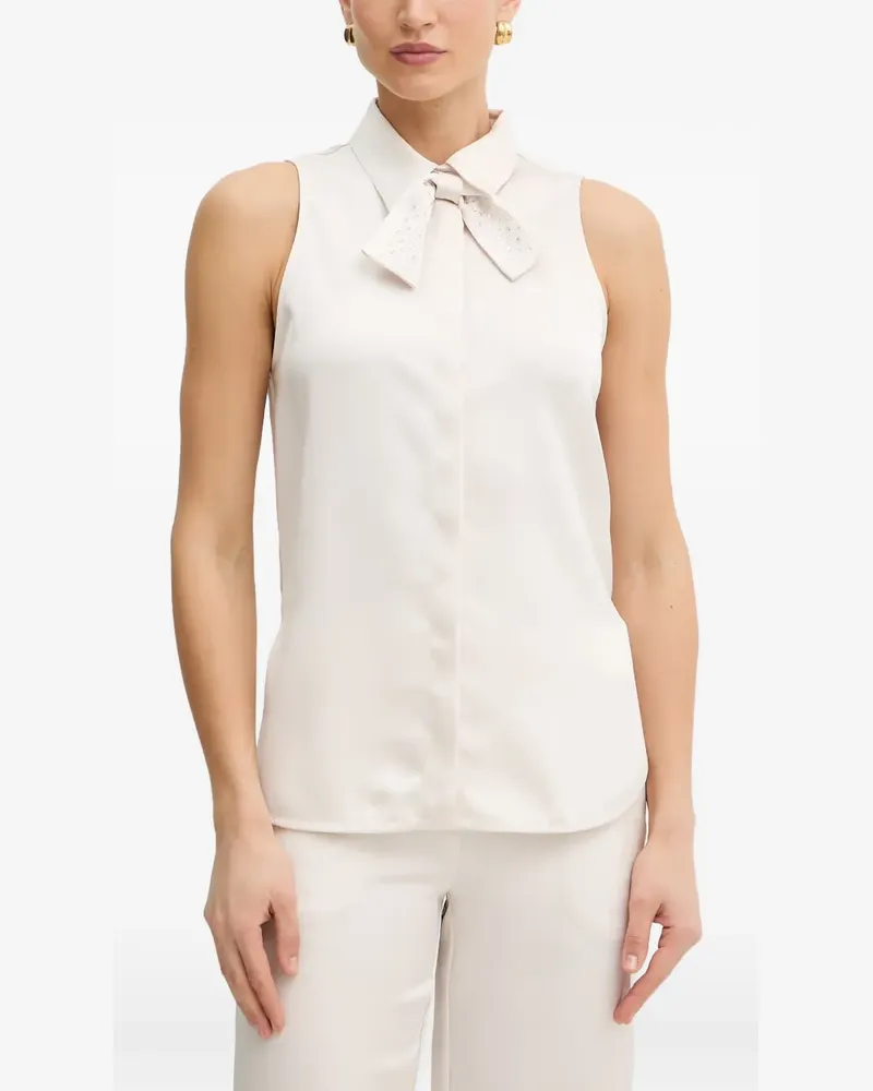 Simona Corsellini pussy-bow sleeveless blouse - Nude Nude
