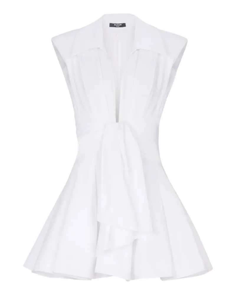 Balmain Minikleid mit Schleifengürtel - Weiß Weiß
