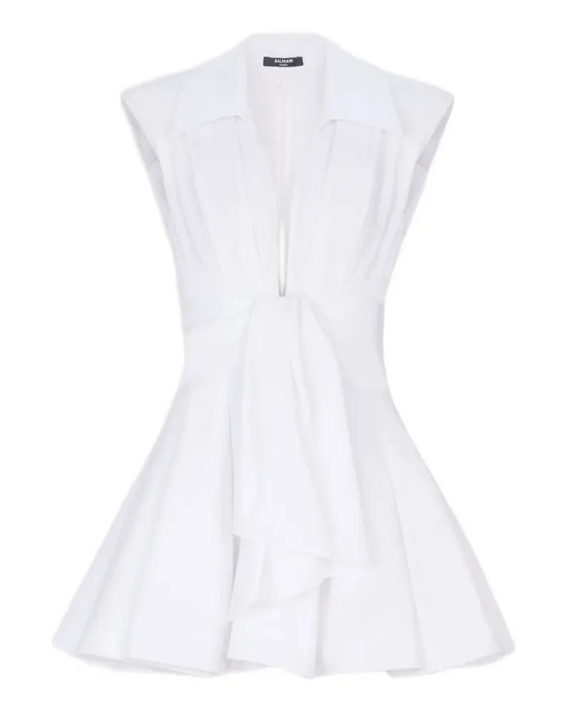Balmain Minikleid mit Schleifengürtel - Weiß Weiß