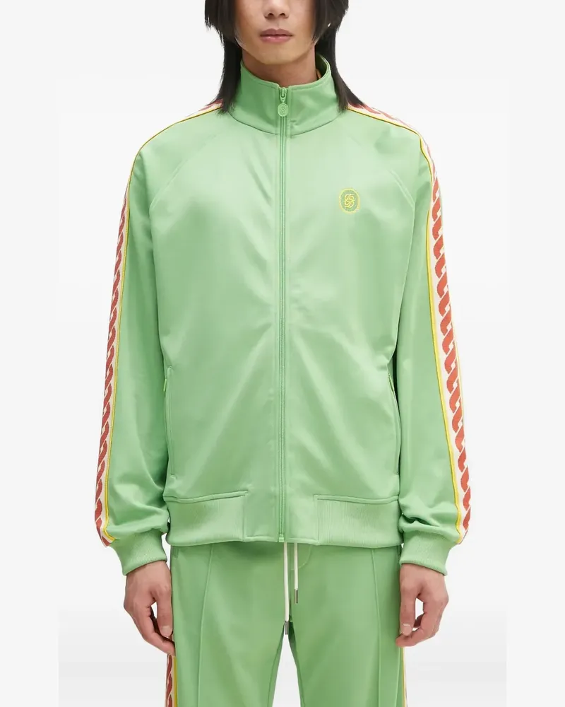 Drôle de Monsieur Reißverschluss-Sportjacke mit Streifendetail - Grün Grün