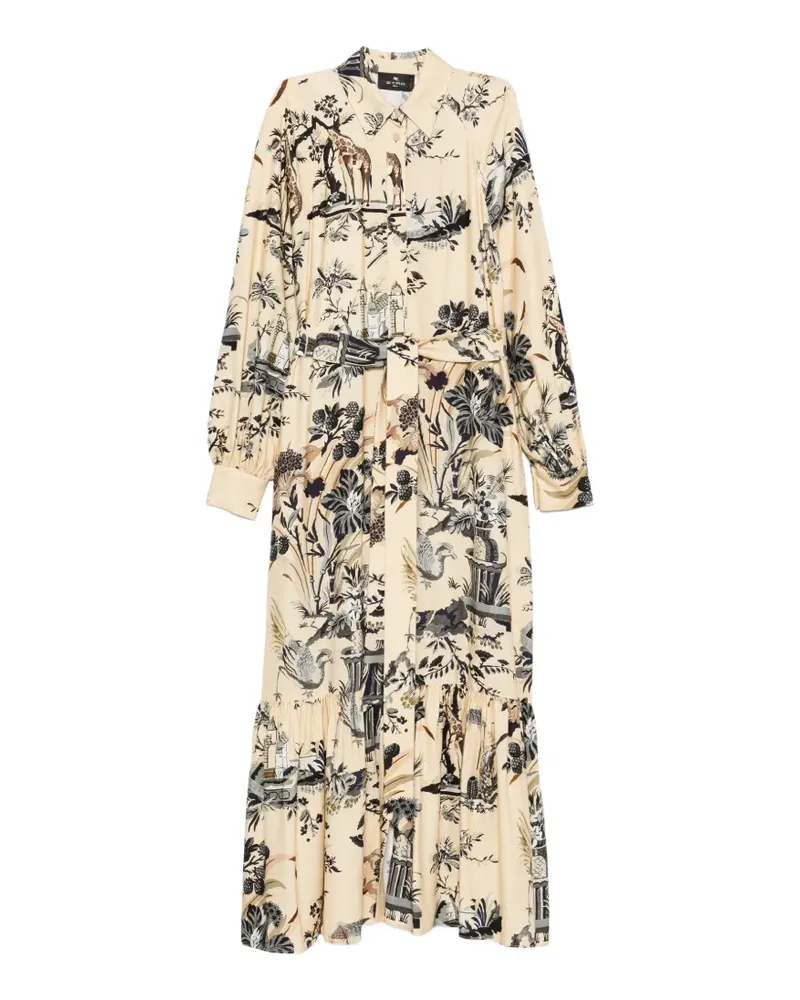 Etro scenic-print tiered maxi dress - Nude Nude