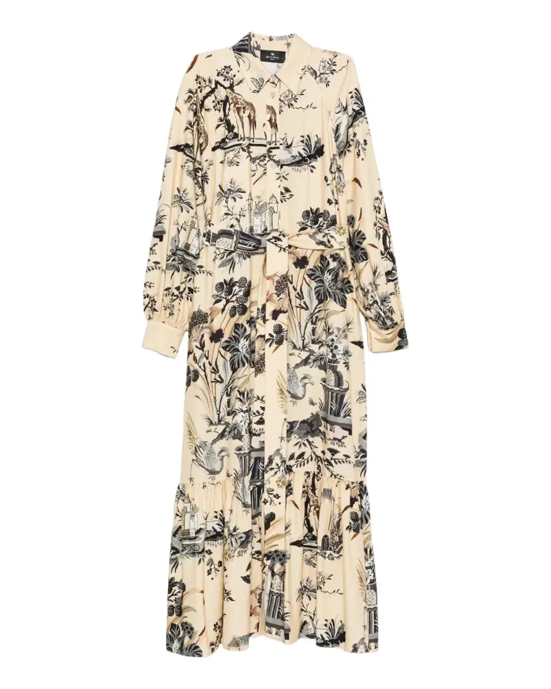 Etro scenic-print tiered maxi dress - Nude Nude