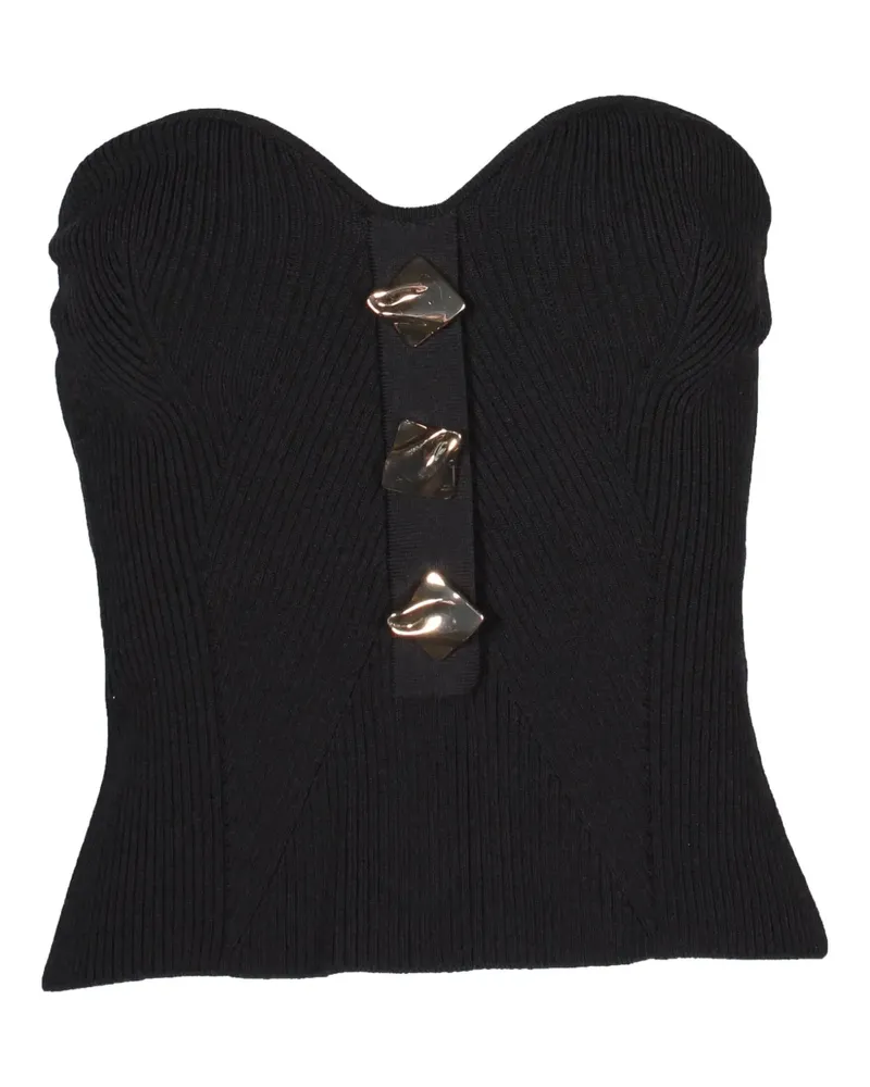 Self-Portrait ribbed strapless top - Schwarz Schwarz