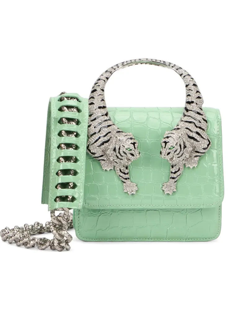Roberto Cavalli Clutch mit Kroko-Effekt - Grün Grün