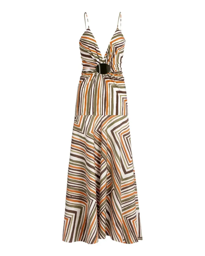 Silvia Tcherassi Gestreiftes Emeli Midikleid - Nude Nude