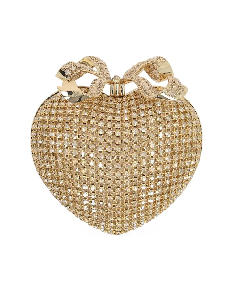 Self-Portrait Clutch mit Kristallen in Herzform - Gold Gold