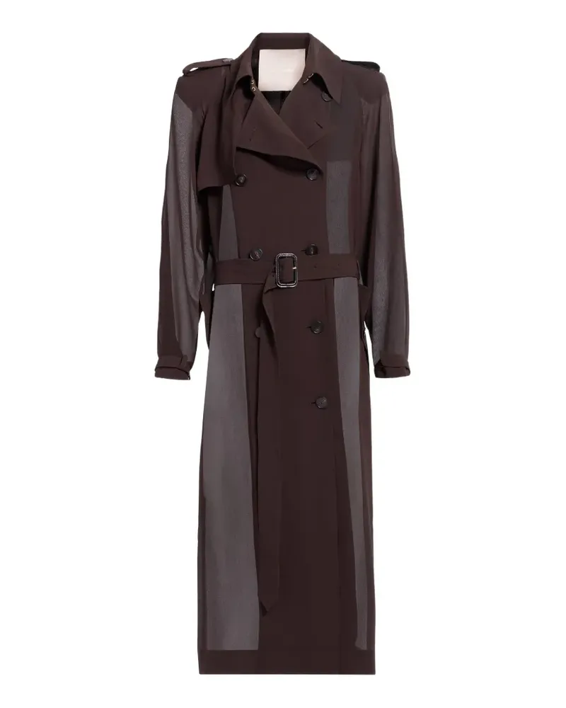 Elie Saab Doppelreihiger Trenchcoat mit transparenten Einsätzen - Braun Braun