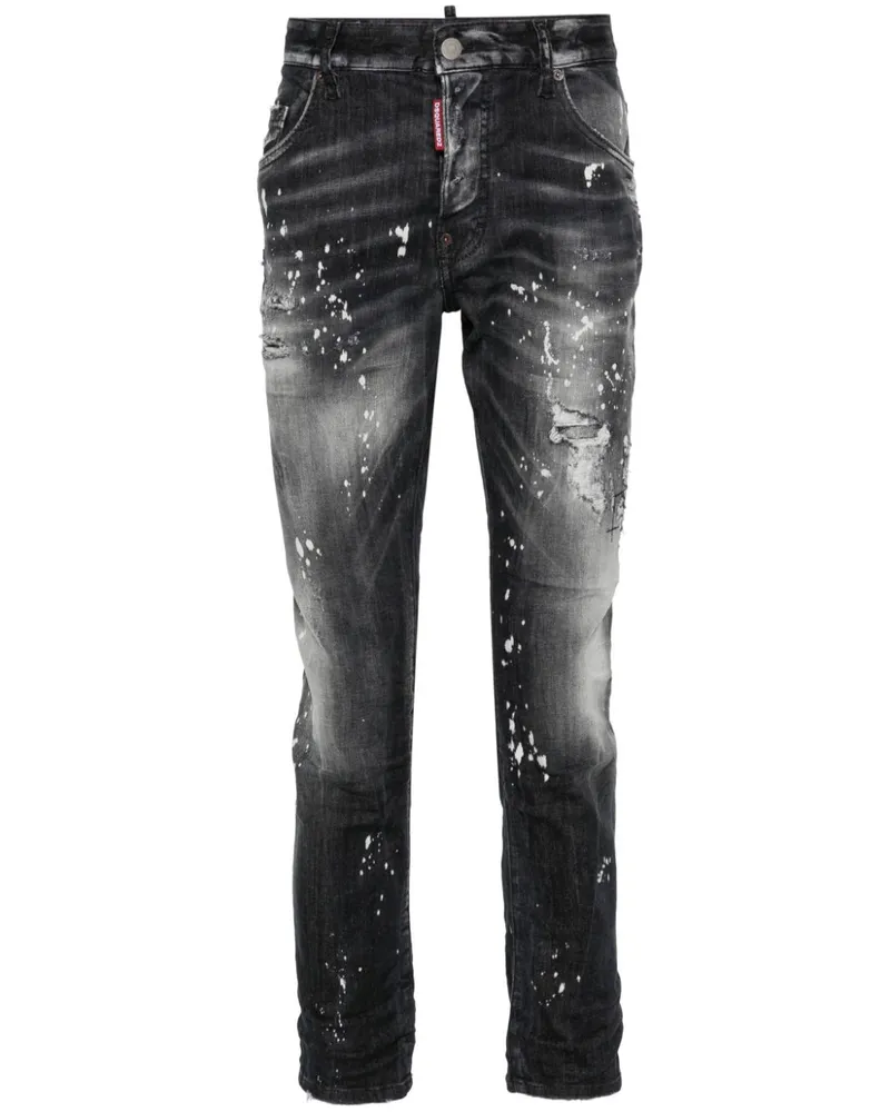 Dsquared2 Skinny-Jeans mit Farbklecksen - Schwarz Schwarz
