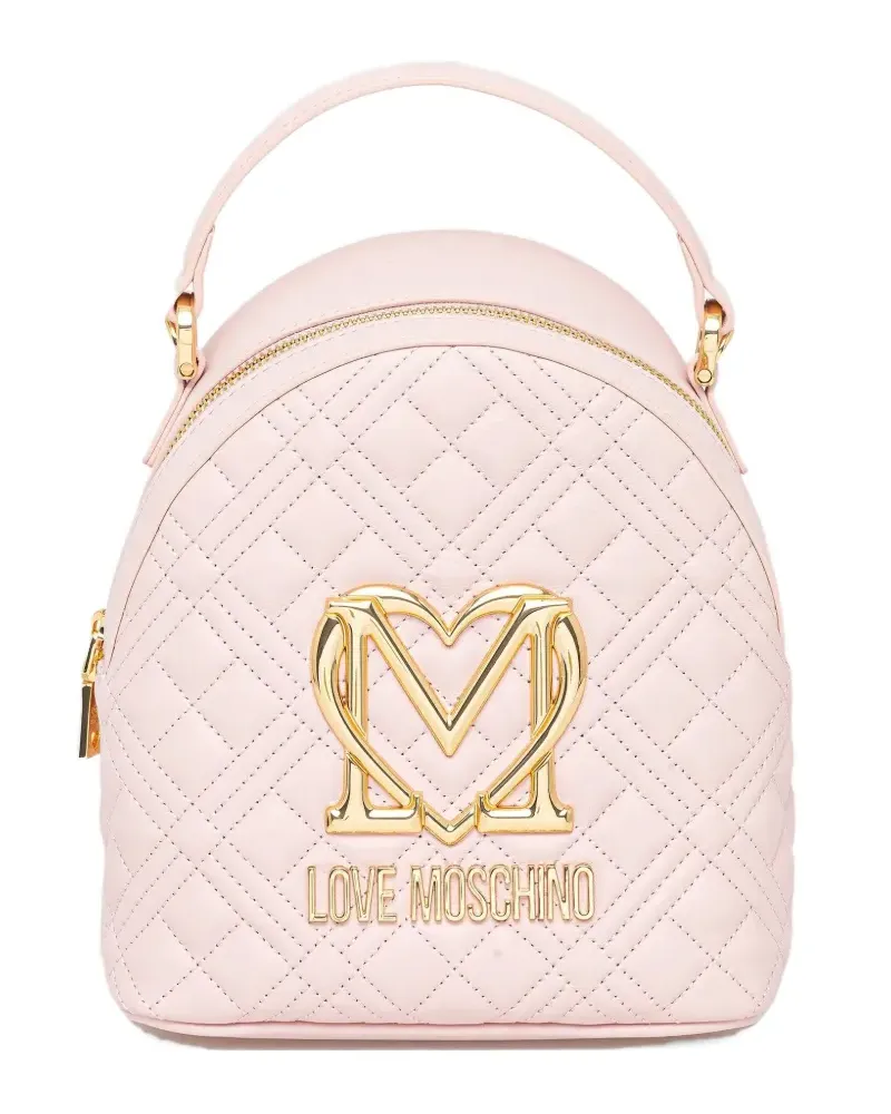 Moschino Gesteppter Rucksack mit Herz-Logo - Rosa Rosa