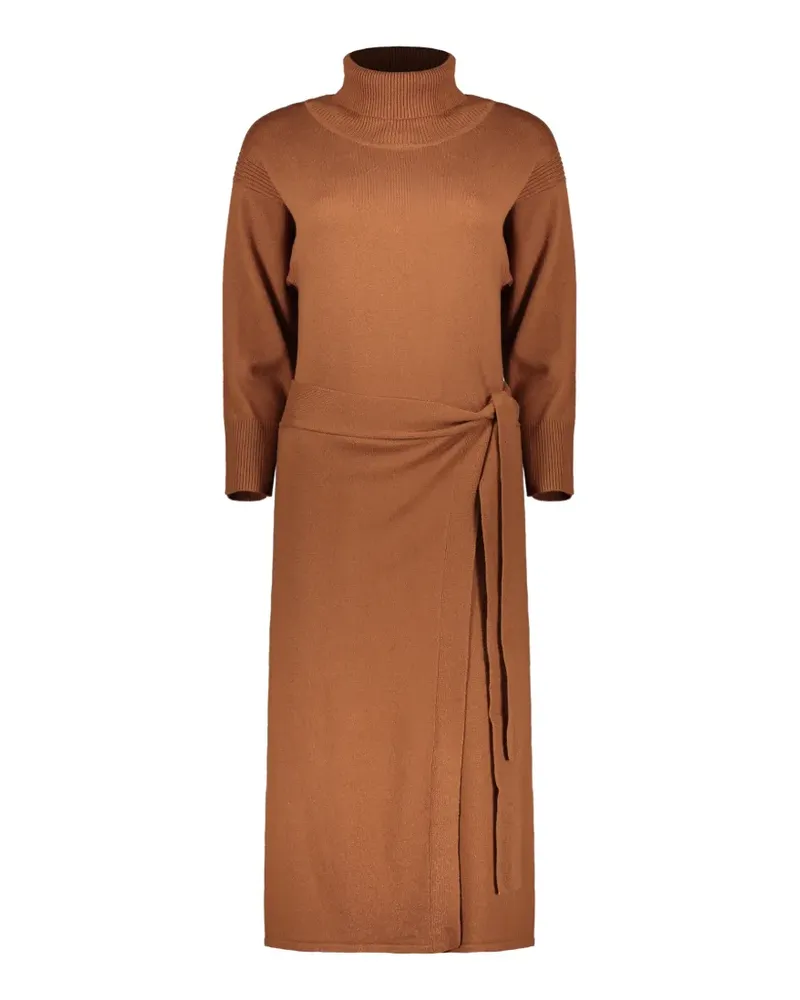 Yves Salomon high-neck gathered midi dress - Braun Braun