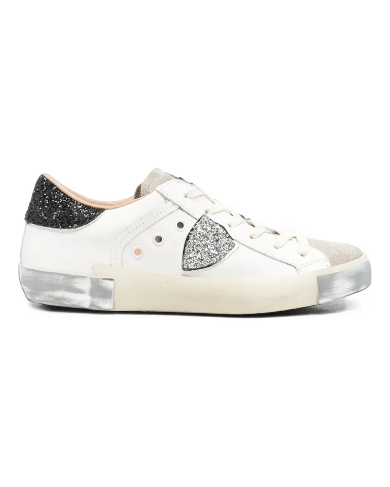 Philippe Model glitter-detail leather sneakers - Weiß Weiß