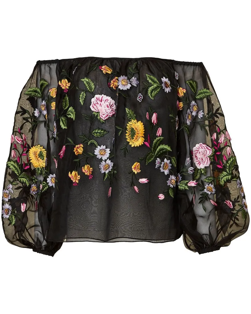 Carolina Herrera New York Seidenbluse mit Blumen-Print - Schwarz Schwarz