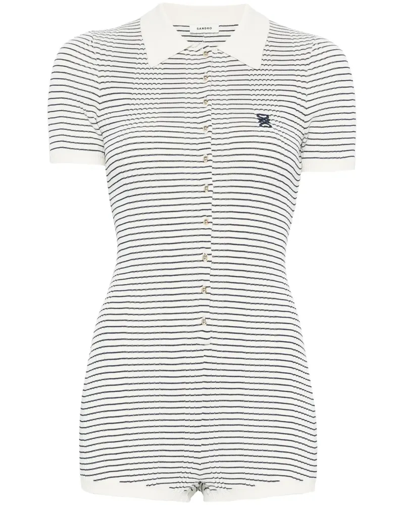 Sandro Gestreifter Jumpsuit - Weiß Weiß