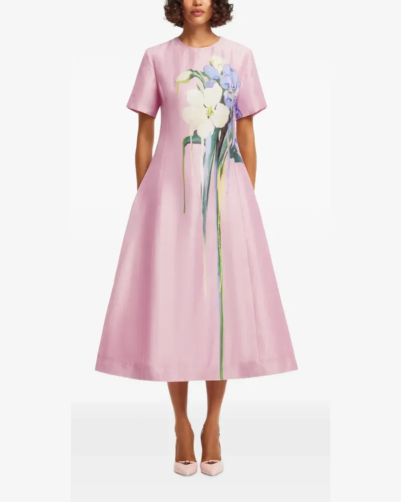 LEO LIN Caroline Midikleid mit Blumenprint - Rosa Rosa