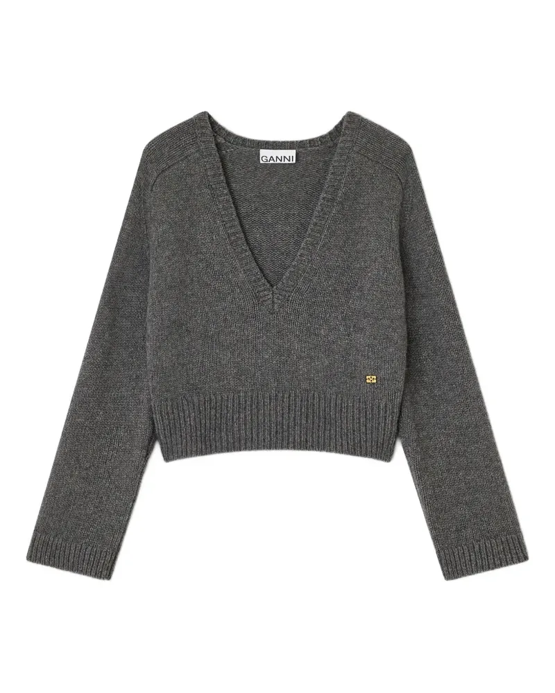 Ganni Pullover mit tiefem V-Ausschnitt - Grau Grau