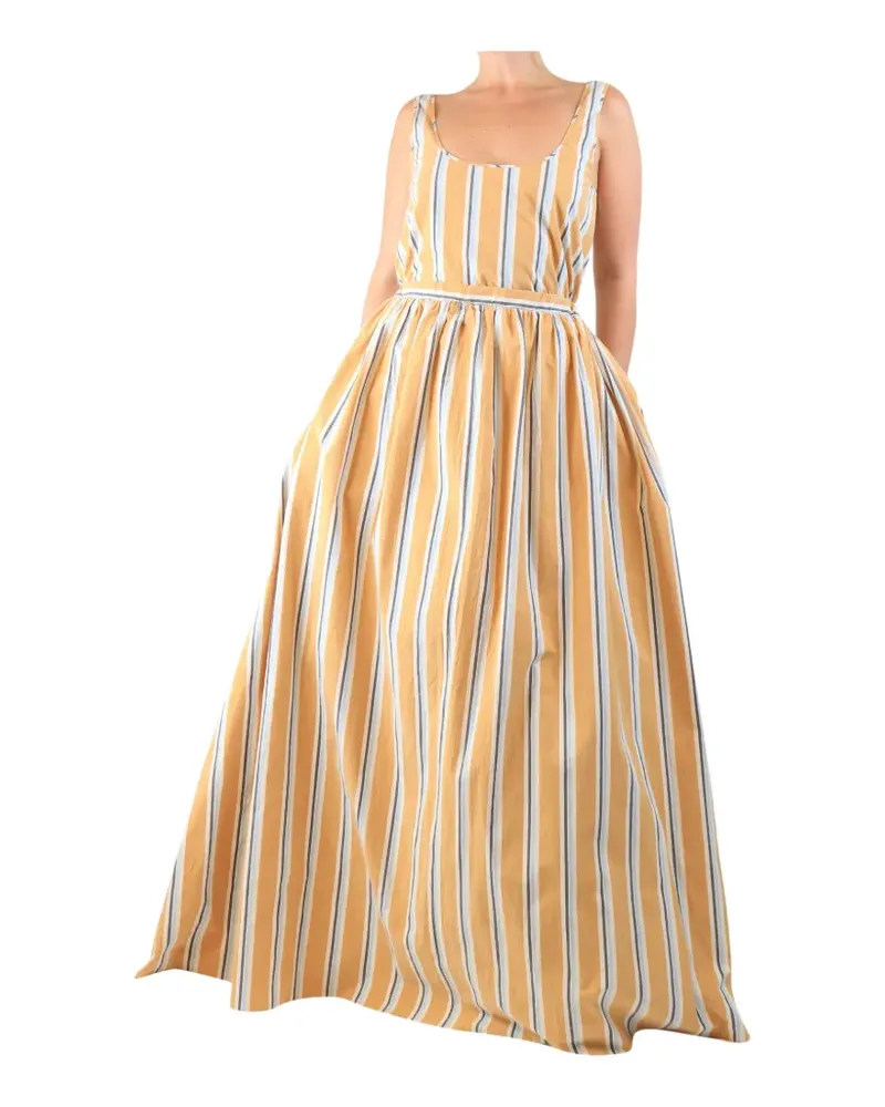 Brock Collection Oriana striped-cotton maxi dress - Orange Orange