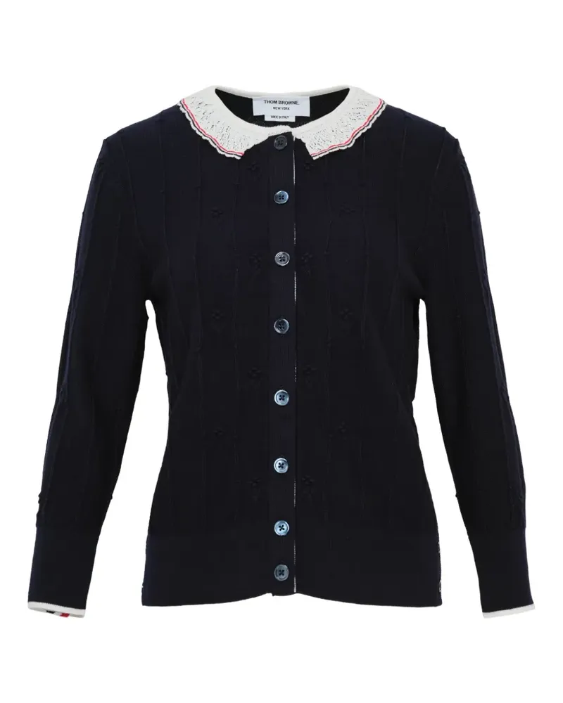 Thom Browne Cardigan mit Bommelstickerei - Blau Blau