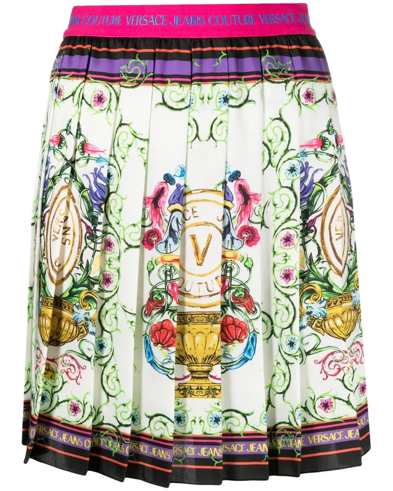Versace Jeans Minirock mit "V-Emblem Garden"-Print - Weiß Weiß