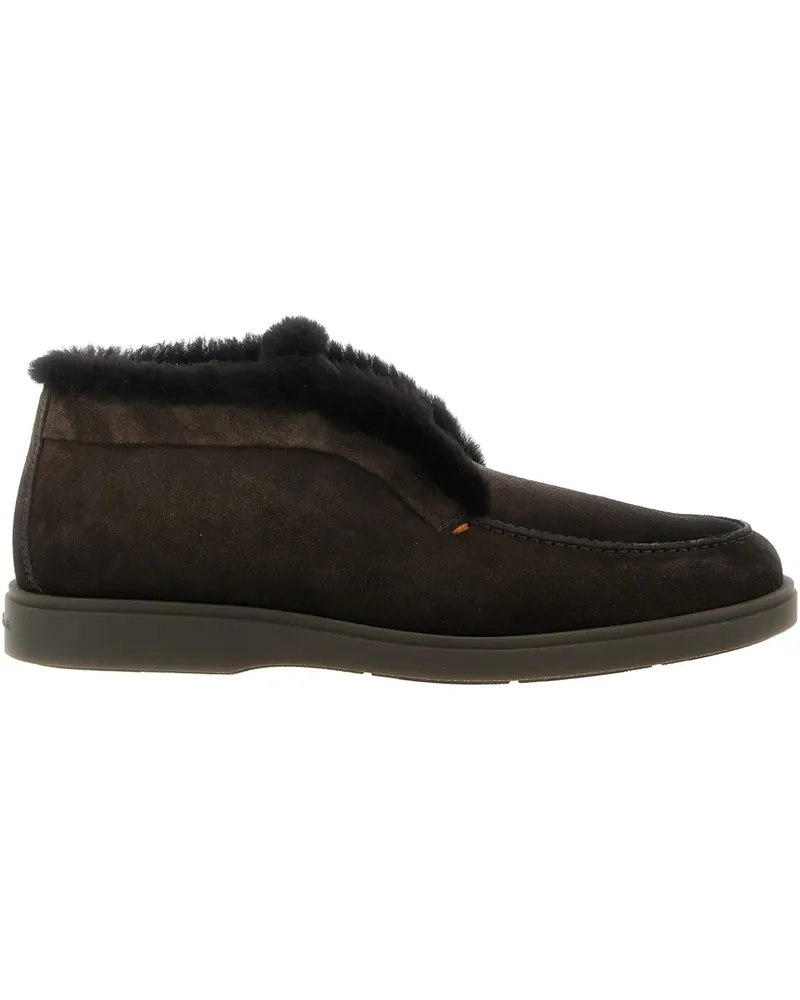 Santoni suede shearling ankle boots - Braun Braun