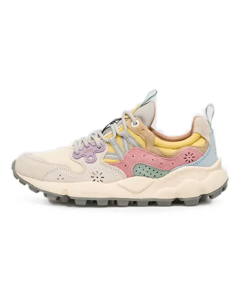 Flower MOUNTAIN Yamano 3 calf suede-panel sneakers - Nude Nude