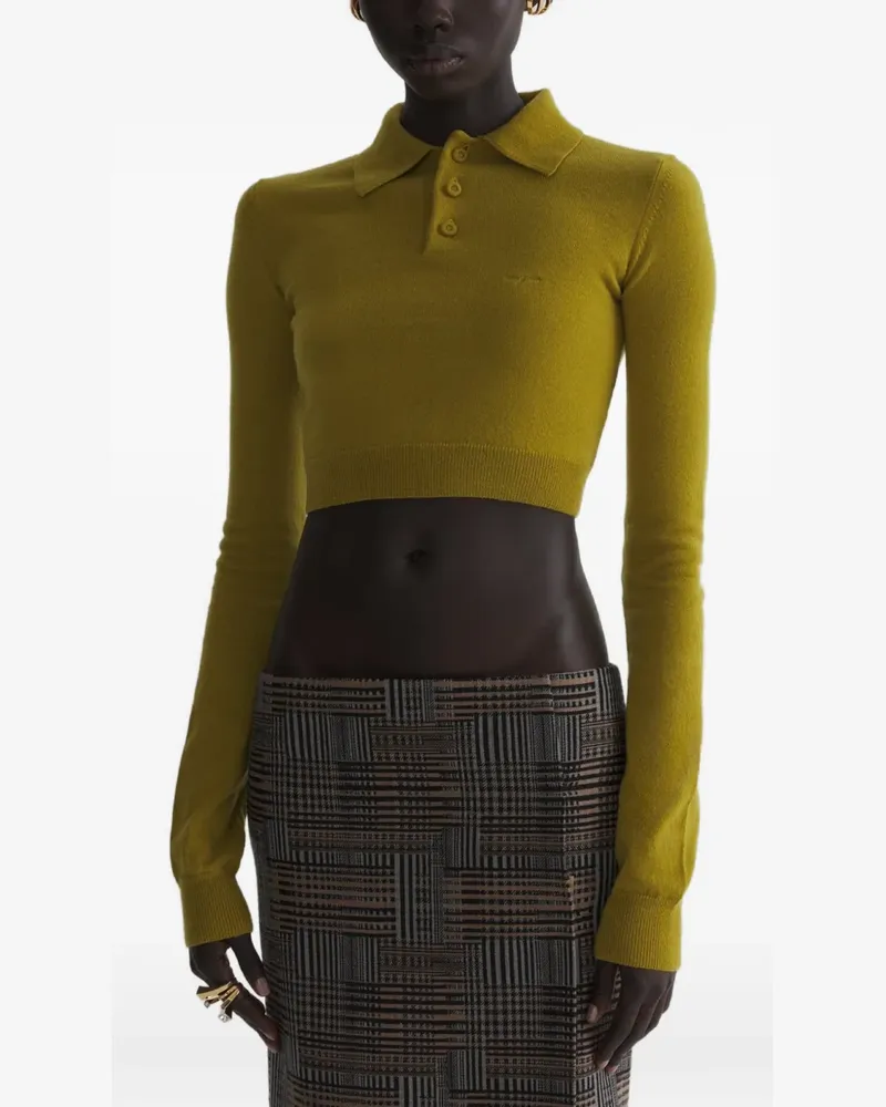 Thierry Mugler Cropped-Poloshirt aus Kaschmir - Gelb Gelb