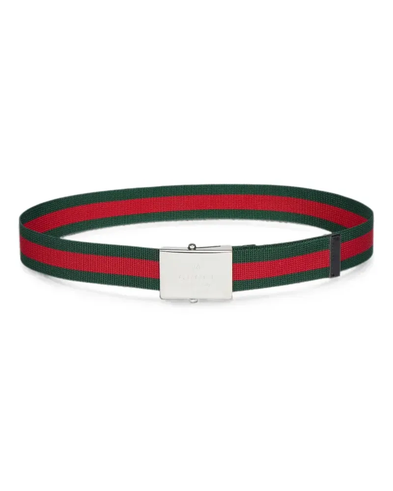 Gucci Web Gürtel mit eckiger Schnalle - Grün Grün