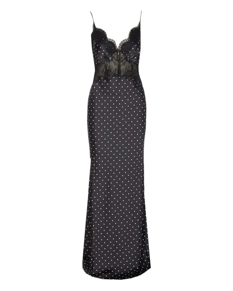 Self-Portrait polka dot lace maxi dress - Schwarz Schwarz