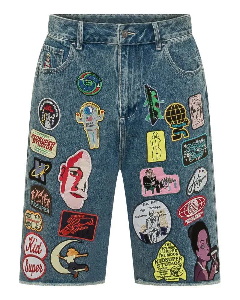 KidSuper logo-patch shorts - Blau Blau