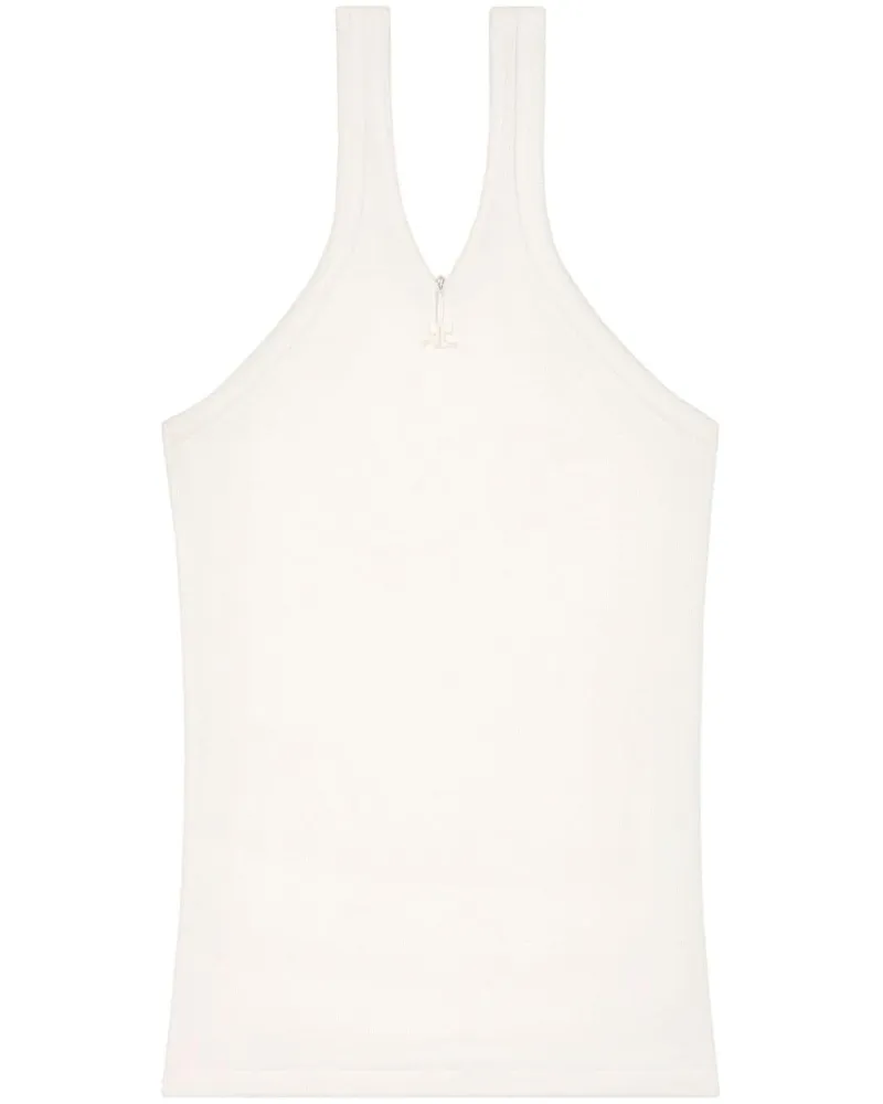 Courrèges Geripptes Trägershirt mit Logo - Weiß Weiß