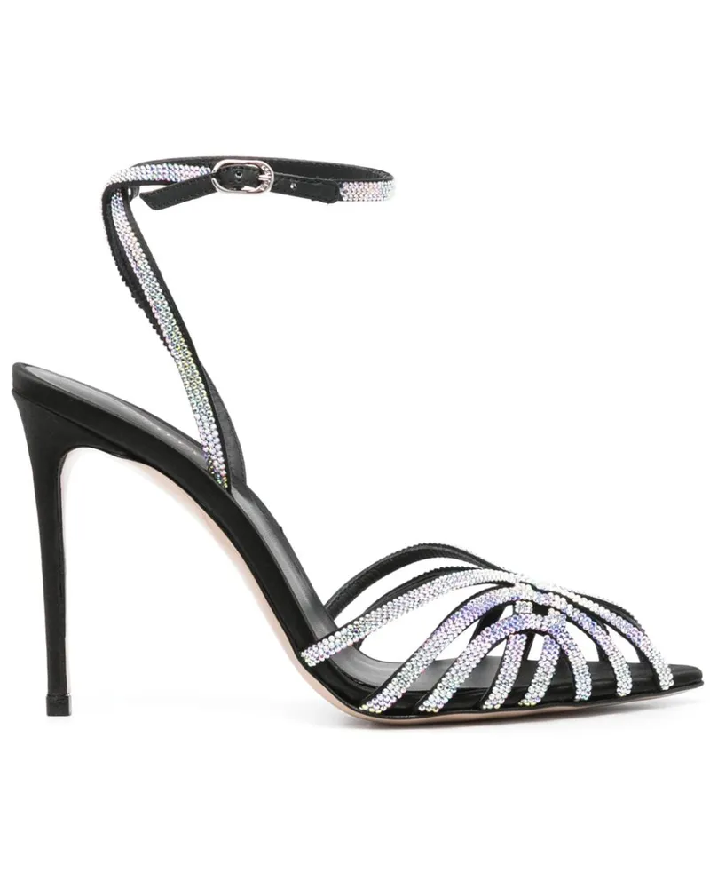 Le Silla Embrace Sandalen mit Kristallen 105mm - Schwarz Schwarz