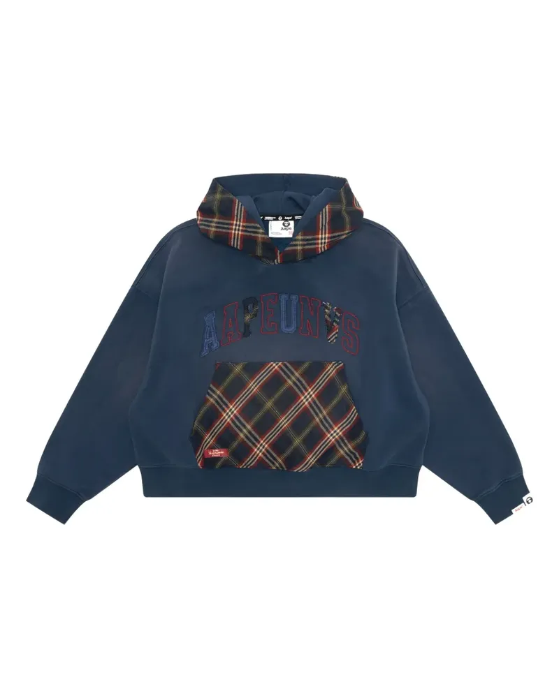 BAPE plaid appliqué hoodie - Blau Blau