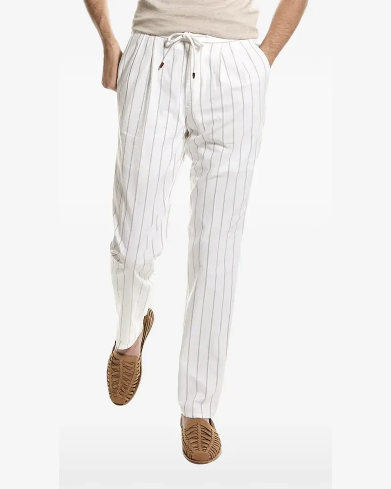 Brunello Cucinelli striped drawstring trousers - Weiß Weiß