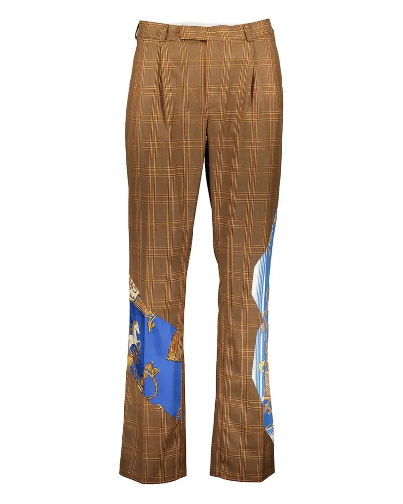 AHLUWALIA Grandad check-pattern trousers - Braun Braun
