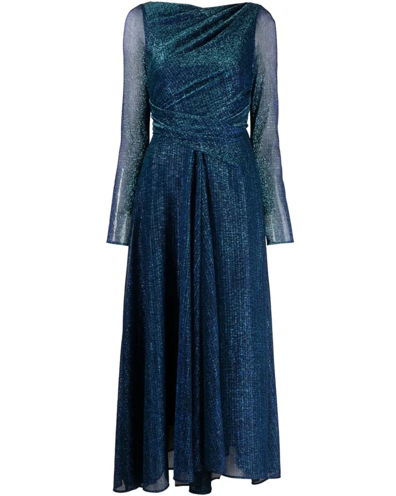 Talbot Runhof Drapiertes Midikleid mit Metallic-Garn - Blau Blau
