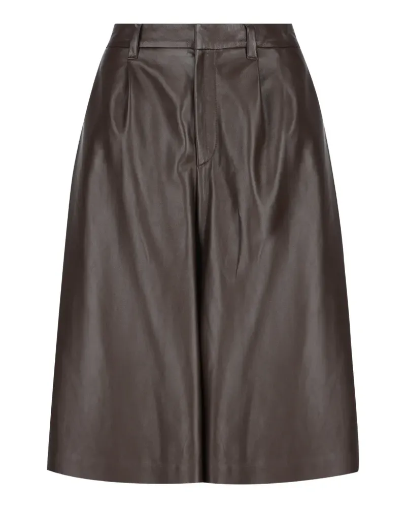 Brunello Cucinelli Weite Bermudas aus Nappaleder mit Monili-Detail - Braun Braun