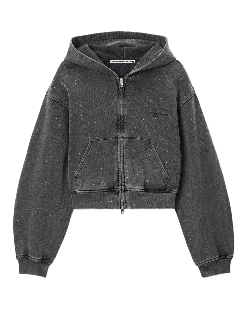 Alexander Wang zip-up hoodie w/ all-over hotfix - Grau Grau