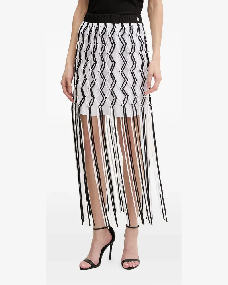 Karl Lagerfeld macramé-overlay fringed mini skirt - Weiß Weiß