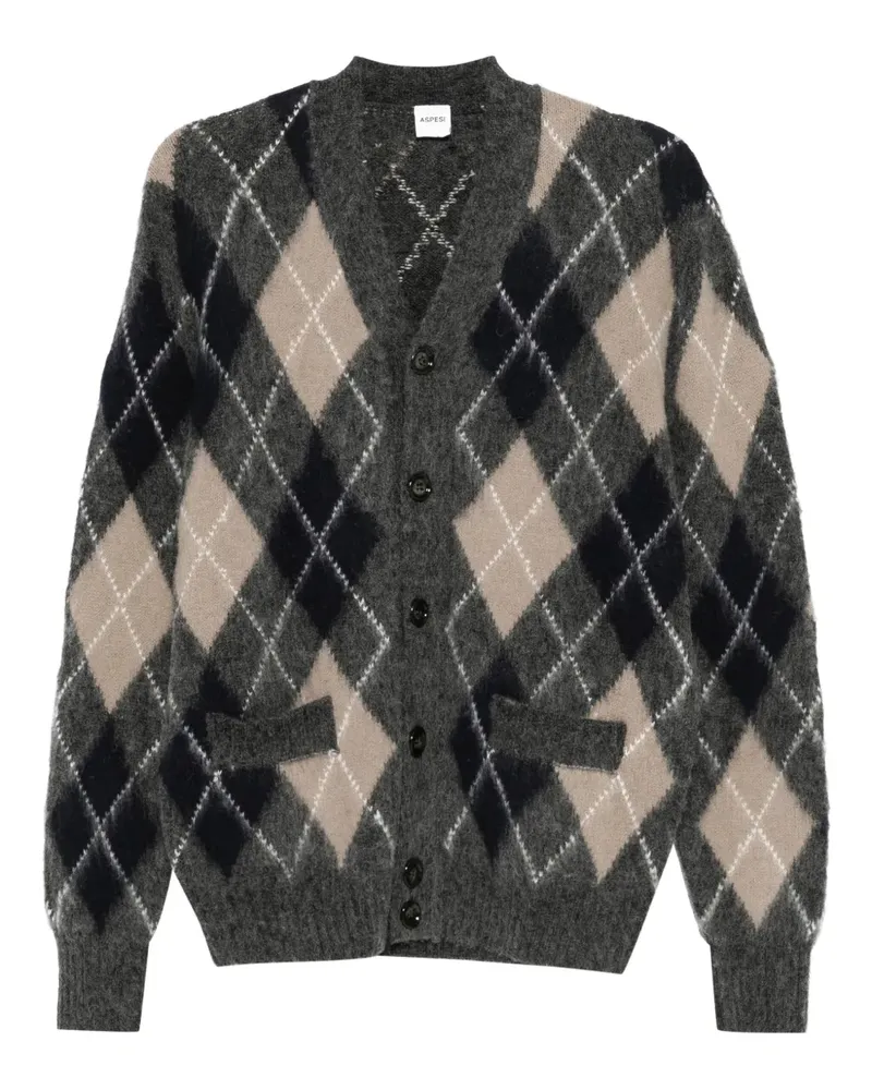 ASPESI Cardigan mit Argyle-Muster - Grau Grau